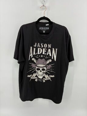 Jason Aldean 2013 Tour Skull Black Tee Country Music Concert Boots Hearts
